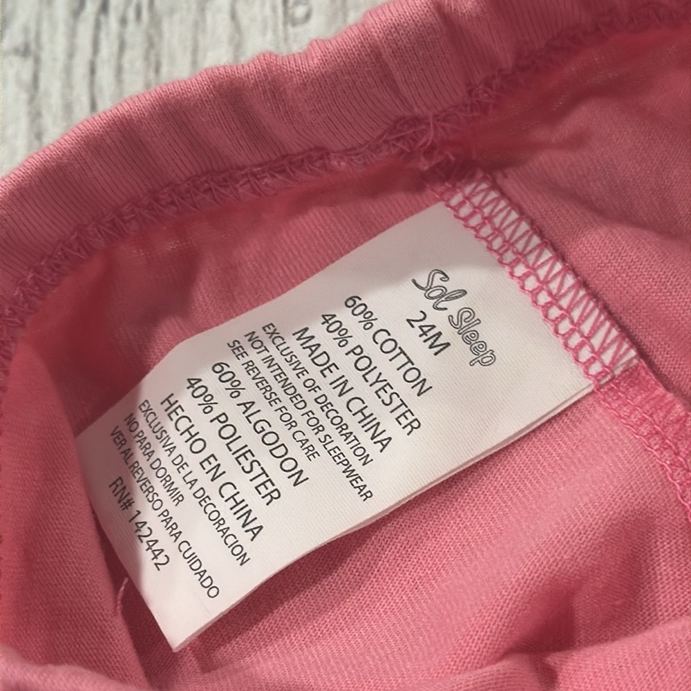 Sol Sleep White and Pink Pajama Set with Peace, Love, & Sweet Dreams Graphics - Picture 6 of 7